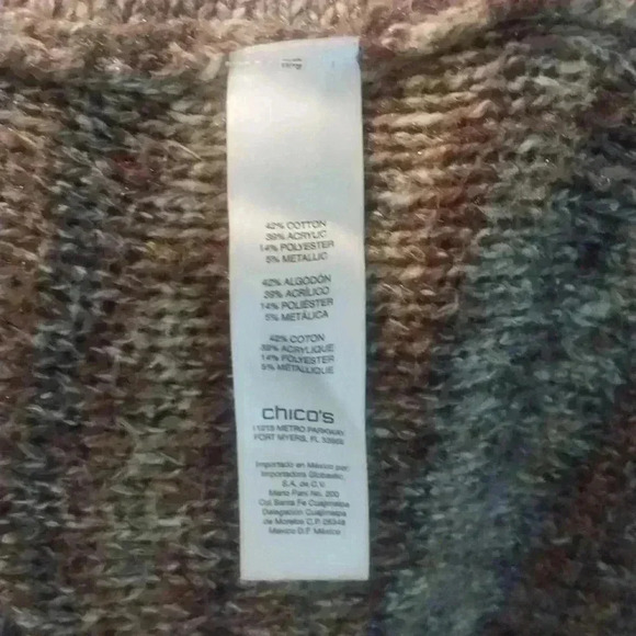 Chico's Women Randall Chestnut Brown Sweater Vest Open Front Metallic Chic - Picture 9 of 11